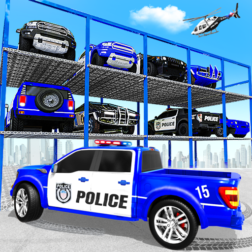 Mehrstufiges Polizeiauto Parkn
