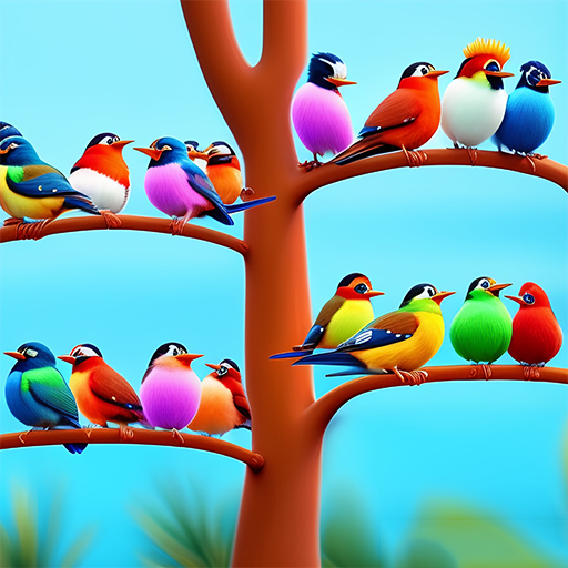 彩色鳥排序益智遊戲