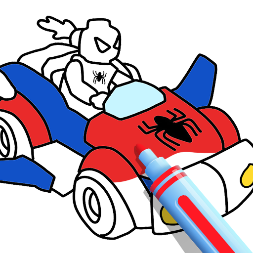 Superhero Car : Draw Coloring