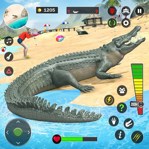 attaque de plage de crocodile