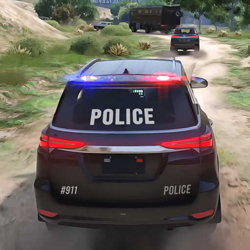 Kereta polis memandu gunung 3d