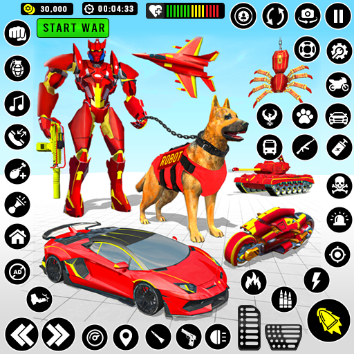 Police Dog Robot Car Games