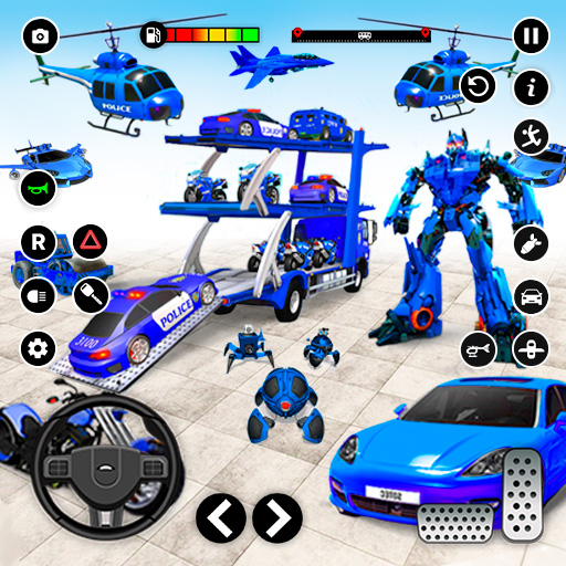 Police Car US War Robot Games