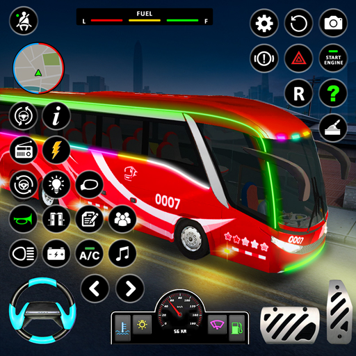 Aksi 3D Parkir Bus Modern